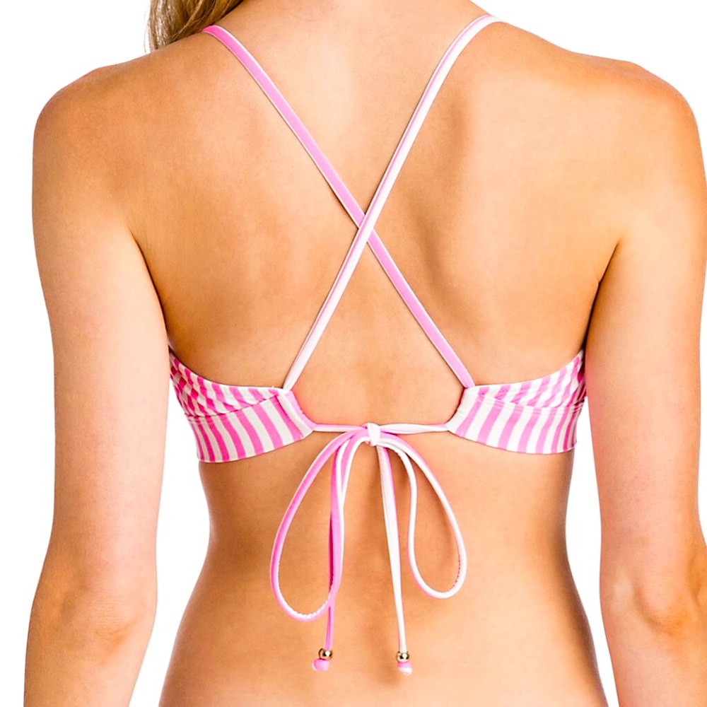 Vineyard Vines Pink and White Striped Bikini Top